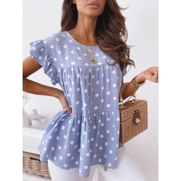 Polka Dot Print Short Sleeve Top