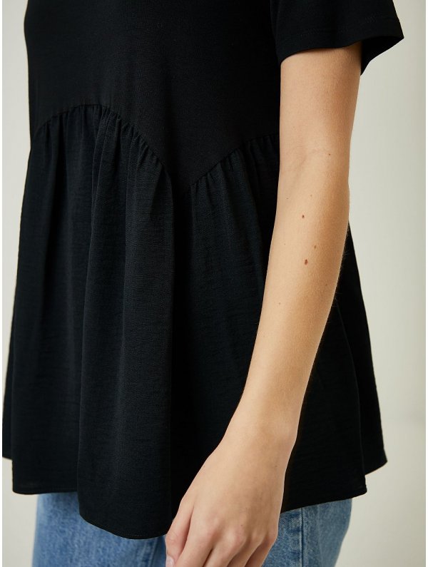 Black Peplum Woven Top