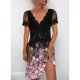 Flower Ombre Midnight Lace Mini Dress