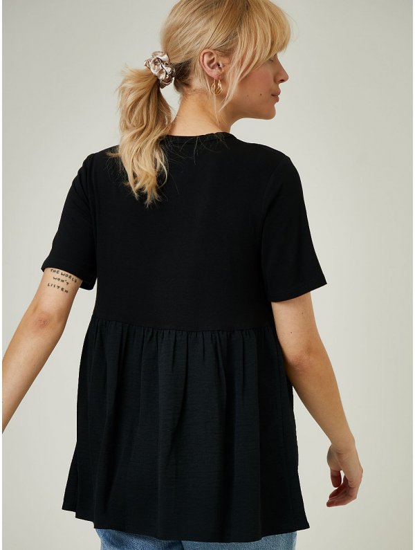Black Peplum Woven Top