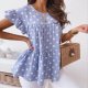 Polka Dot Print Short Sleeve Top