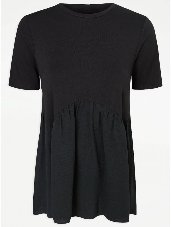 Black Peplum Woven Top